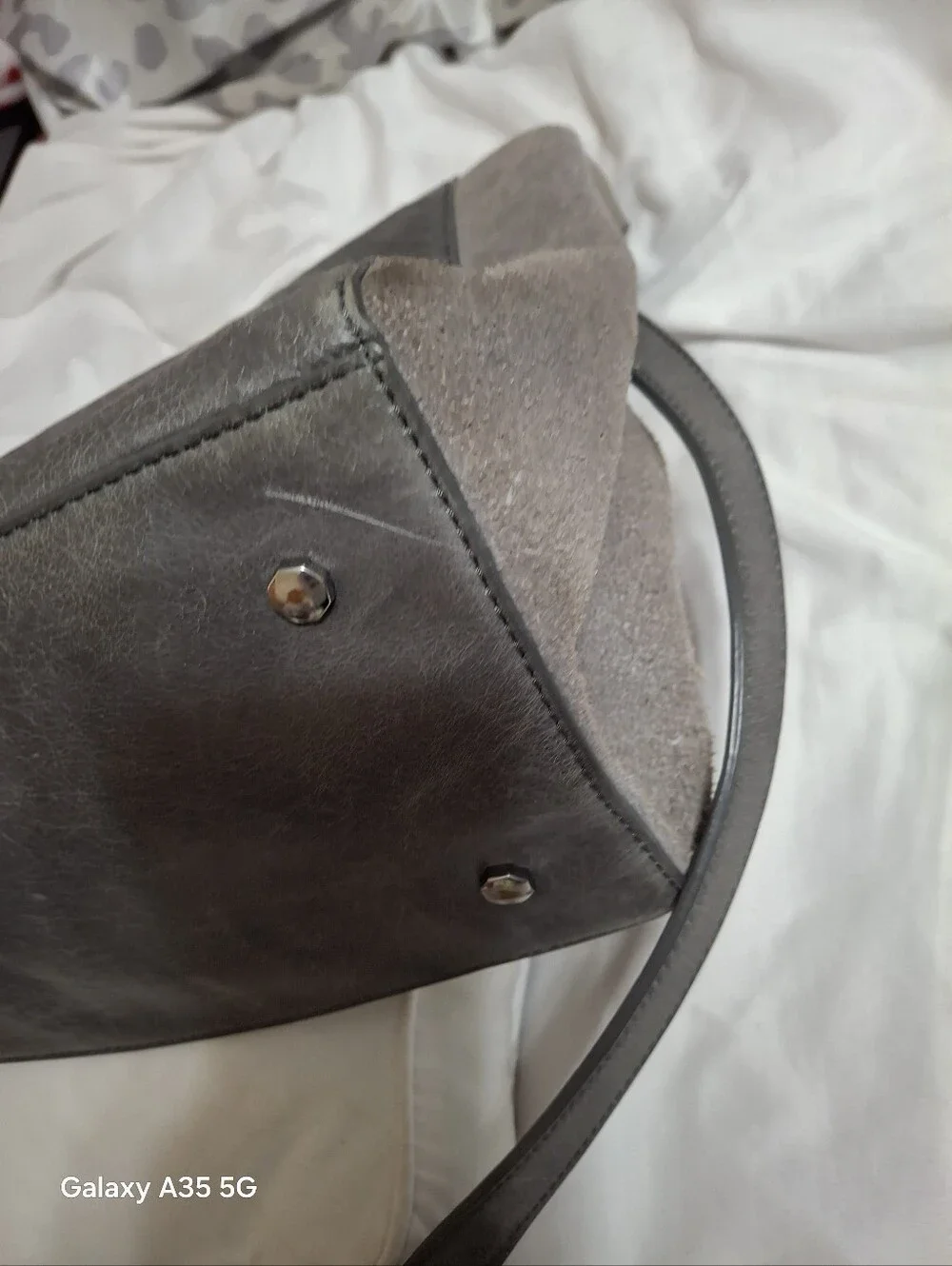 Halston Gray Suede and leather Handbag shoulder bag